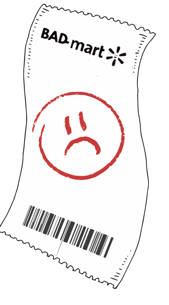 Receipt with a sad face